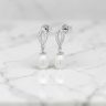 Dangle pearl drop silver earrings