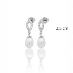 Dangle pearl drop silver earrings
