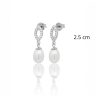 Dangle pearl drop silver earrings