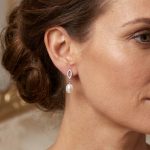 Dangle pearl drop silver earrings