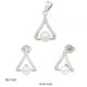 Silver two-piece pearl set with geometric earrings and pendant