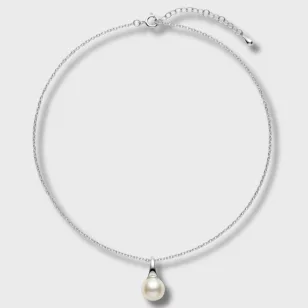 Ezüst nyakék minimalista édesvízi gyöngy medállal