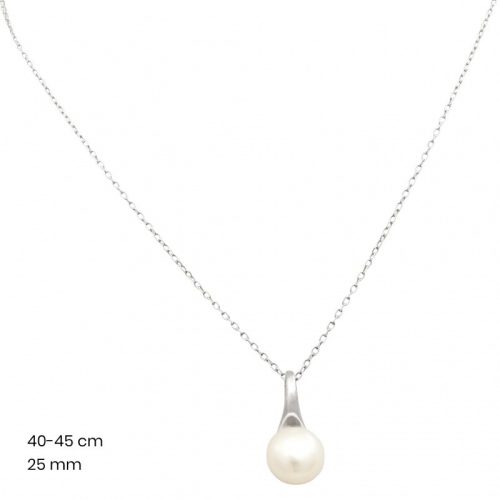 Silver necklace with minimalist freshwater pearl pendant