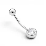 Ezüst köldök piercing átlátszó cirkónia kővel
