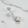 Ezüst köldök piercing átlátszó cirkónia kővel