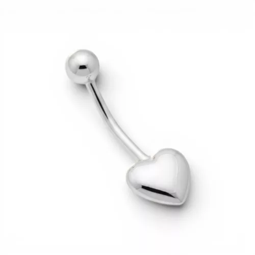 Szív alakú minimalista ezüst köldök piercing