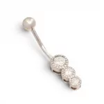 Ezüst köldök piercing 3 cirkónia kővel