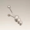 Ezüst köldök piercing 3 cirkónia kővel