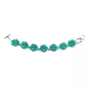 Silver-plated bracelet with turquoise roses