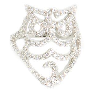 Silver ring with zirconia and wise owl