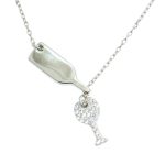 Wine and glass silver necklace