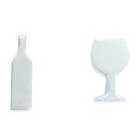 Mismatched silver earrings with wine and glass motifs