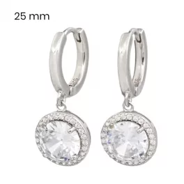 Silver hoop earrings with large zirconia