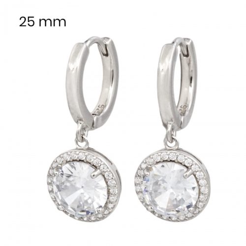 Silver hoop earrings with large zirconia
