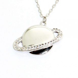 Silver Saturn's Ring Necklace