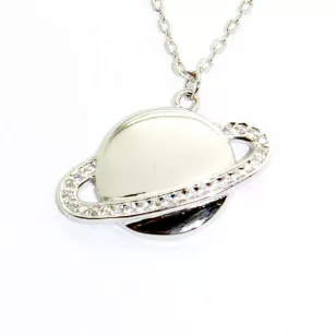 Ezüst collier nyakék Szaturnusz gyűrűje