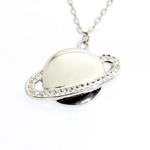 Silver Saturn's Ring Necklace