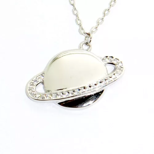 Ezüst collier nyakék Szaturnusz gyűrűje