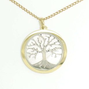 Gold Tree of Life Pendant with Mother-of-Pearl