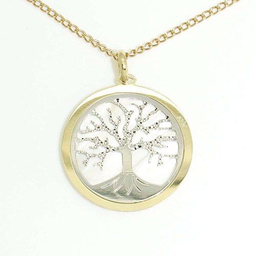 Gold Tree of Life Pendant with Mother-of-Pearl
