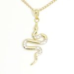 Gold snake pendant with zirconia