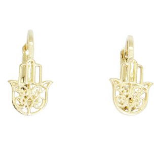 Latch-back gold earrings for dolls Hamza's hand