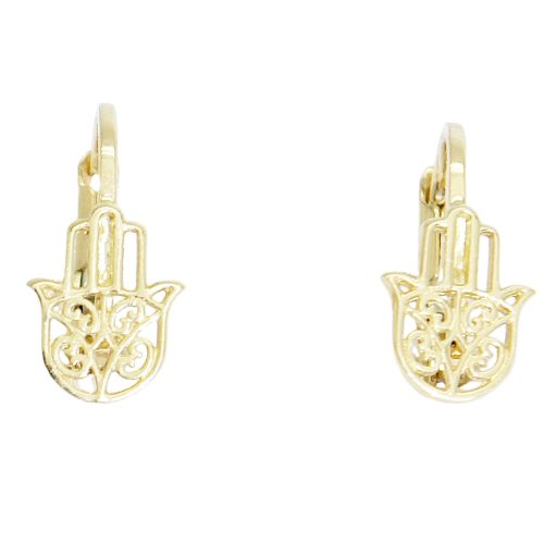 Latch-back gold earrings for dolls Hamza's hand