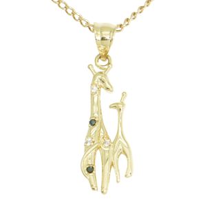 Gold pendant with large giraffe and small giraffe