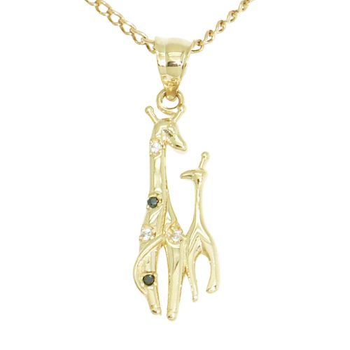 Gold pendant with large giraffe and small giraffe
