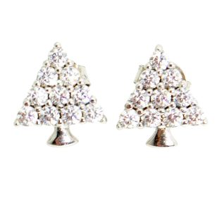 Silver Christmas tree earrings