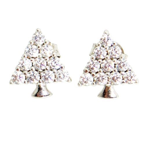 Silver Christmas tree earrings