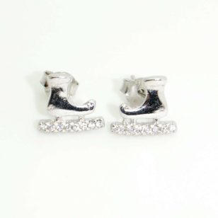 Silver ice skate earrings