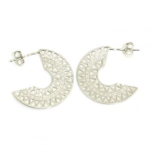 Silver earrings with Aztec pattern