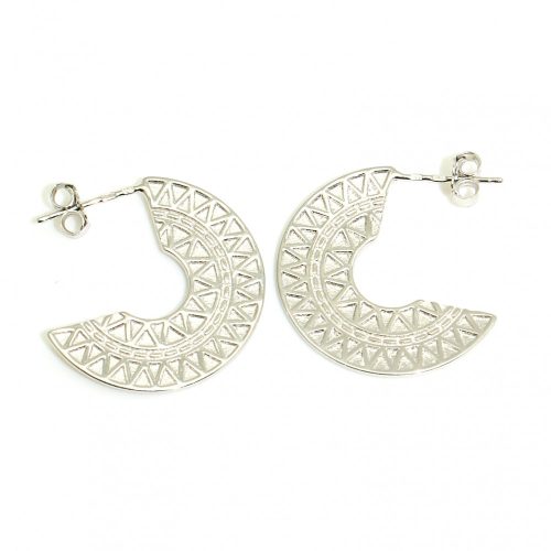 Silver earrings with Aztec pattern