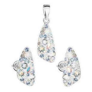   Silver pendant and earrings jewelry set with Swarovski crystals, light sapphire