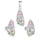 Silver pendant and earrings jewelry set with Swarovski crystals, pink