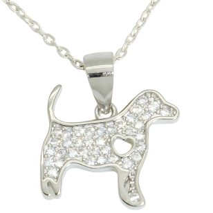 Silver pendant with standing dog