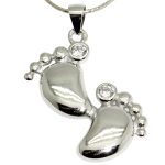 Engravable silver pendant with double paw print