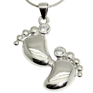 Engravable silver pendant with double paw print