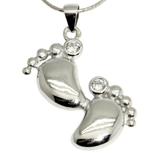 Engravable silver pendant with double paw print