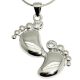 Engravable silver pendant with double paw print