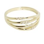 Multi-row gold ring with zirconia stones