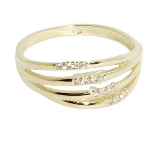 Multi-row gold ring with zirconia stones