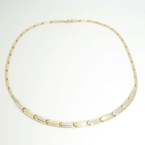 Two-tone yellow and white gold necklace 45 cm