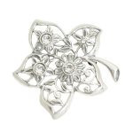 Antique silver brooch with flower zirconia
