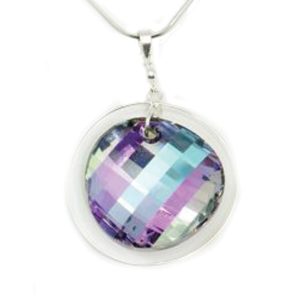 Purple glitter silver pendant
