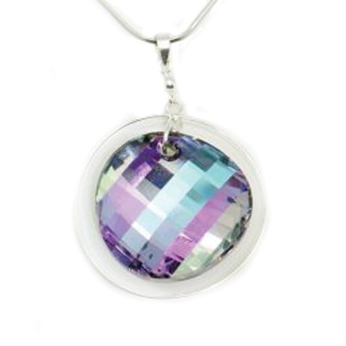Purple glitter silver pendant