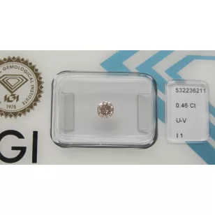   0.46 ct light brown gyémánt kő, kerek (round) csiszolású briliáns