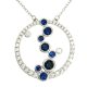 Silver circle necklace with sapphire blue stones