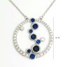 Silver circle necklace with sapphire blue stones